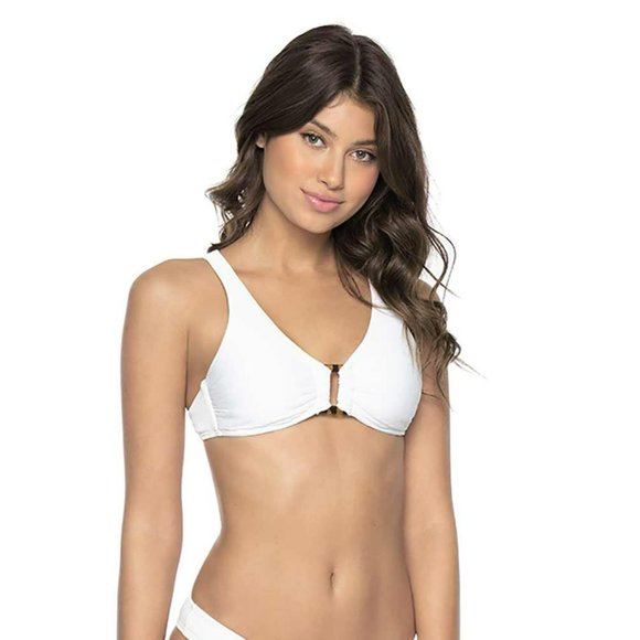 NWT PQ Pilyq Revolve White Pearl Halter Cheeky Bottom Bikini, Size Medium - Picture 3 of 8